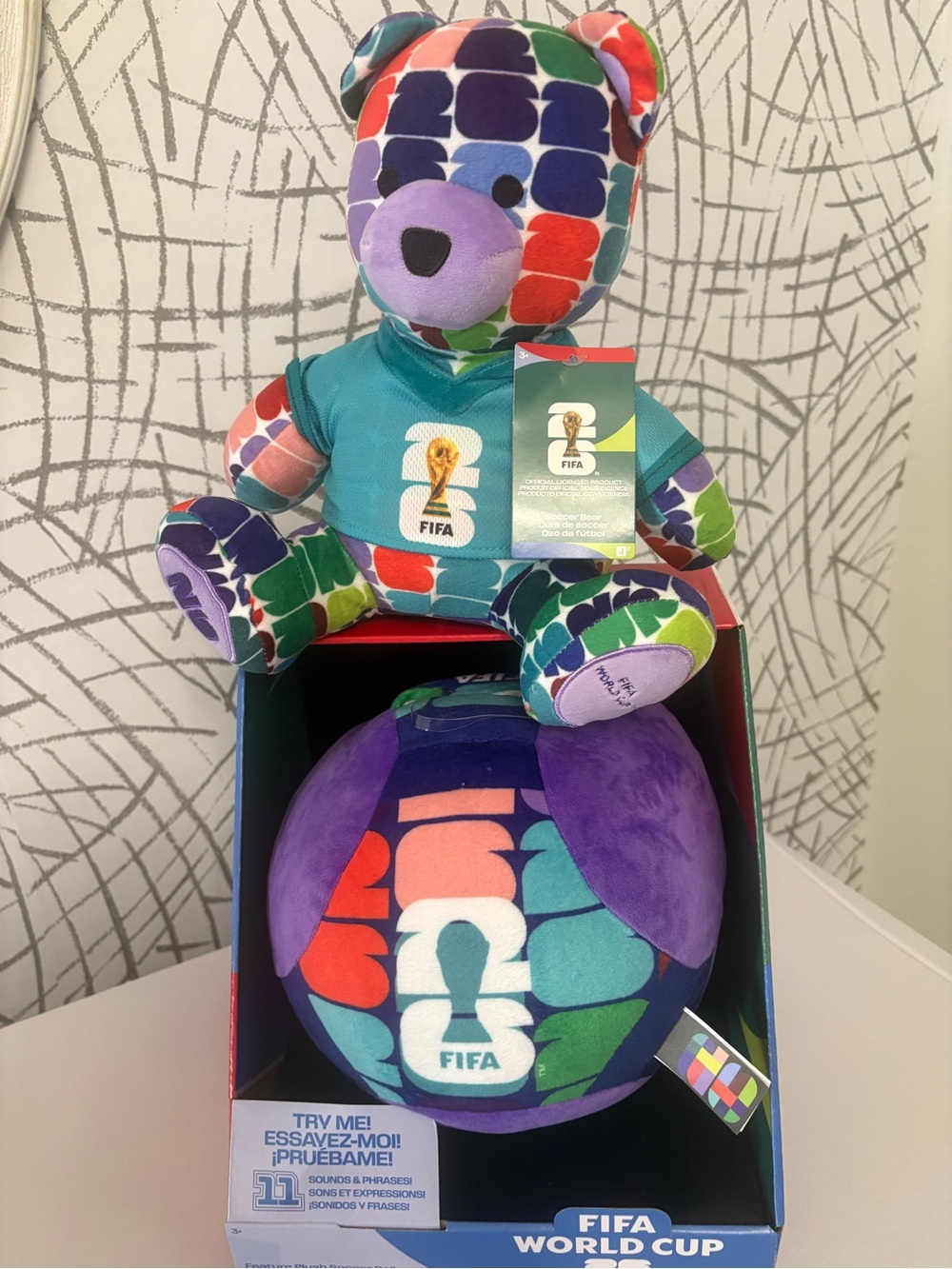 FIFA World Cup 2026 Plush Set Includes: Bear And Plush Soccer Ball With 11Sounds - Picture 11 of 15
